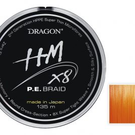 DRAGON HM X8 P.E. Braid Fluo Orange 135m 0.08mm 6.80kg